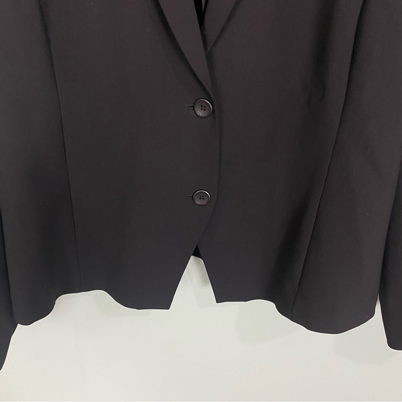 Eileen Fisher Black Wool Blend Crepe Blazer 2 Button Closure Sz L - Picture 4 of 9